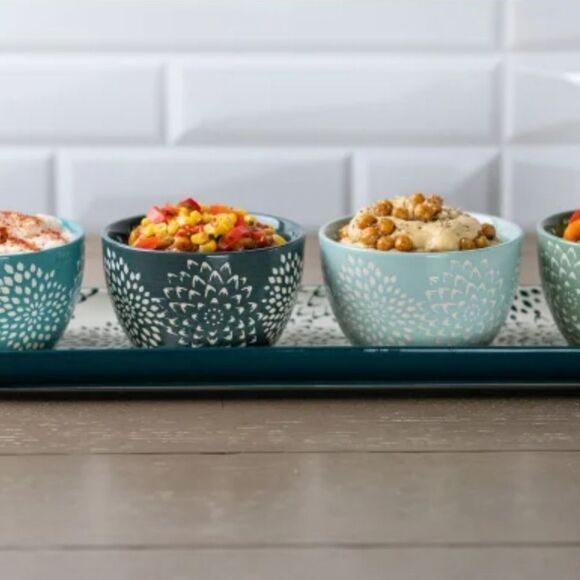 Baum Mums 5-Piece Ceramic Stoneware Serve Set • 1 Tray 4 Bowls • New - Picture 3 of 16